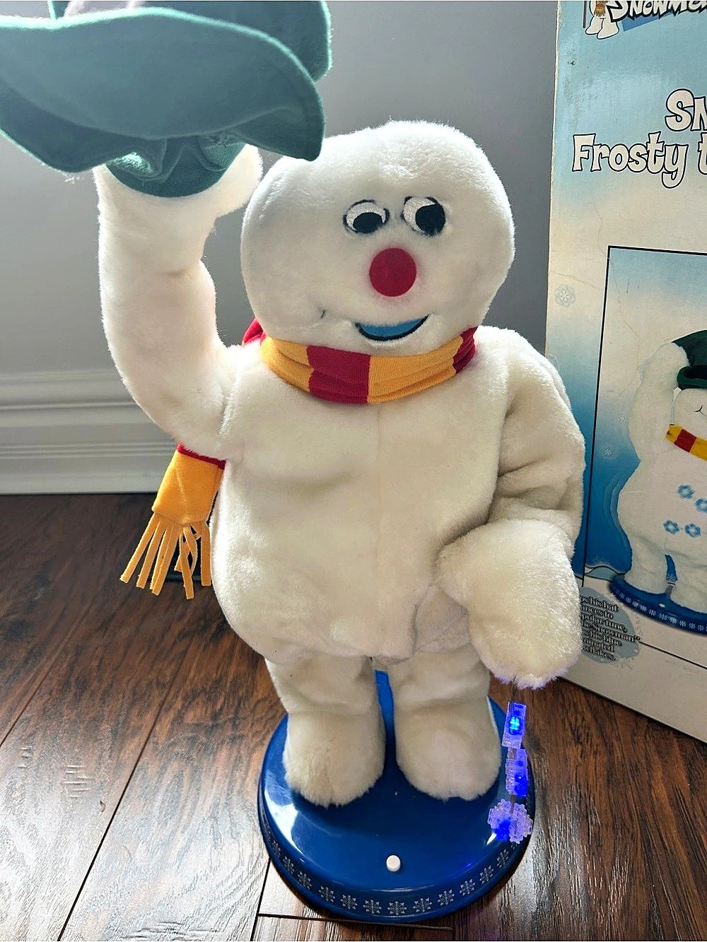 Gemmy Spinning Snowflake Frosty the Snowman Animated Holiday Stuffed Snowman